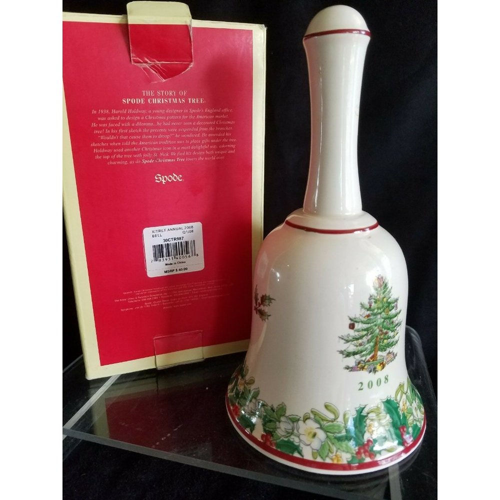 Spode Limited Edition 70th Anniversary 2008 Christmas Tree Porcelain Bell 7.5"